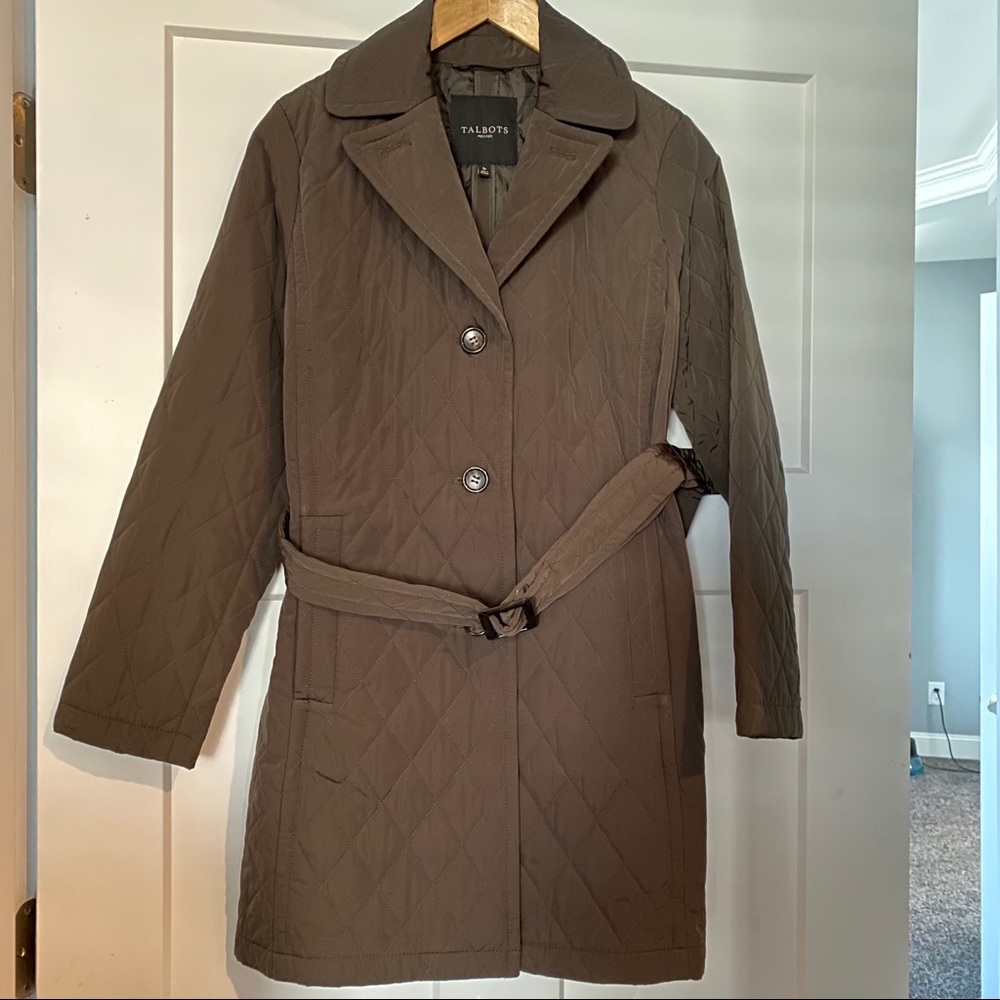 Talbots Olive Green Quilted Coat 8P